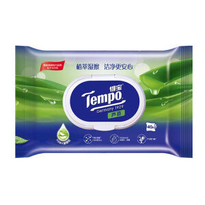 Lingettes jetables à l'aloe vera TEMPO, 40 feuilles