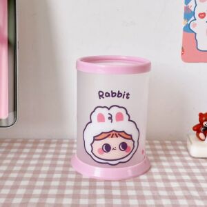 Cute Plastic Pen Holder Pink Bunny