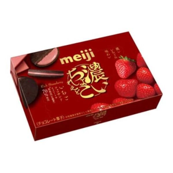 MEIJI Dark Chocolate Sandwich Biscuits (Strawberry Chocolate Flavor)  (6 pcs)