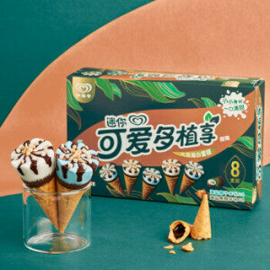 Mini cornets de glace saveur noix de coco et caramel au sel de mer (20 g x 8)