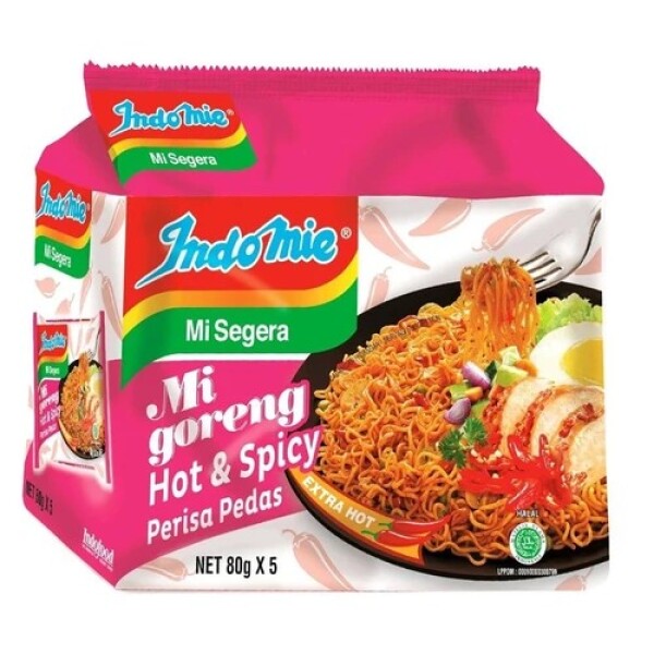 Nouilles frites Indomie Mie Goreng Hot &amp; Spicy (5 paquets)