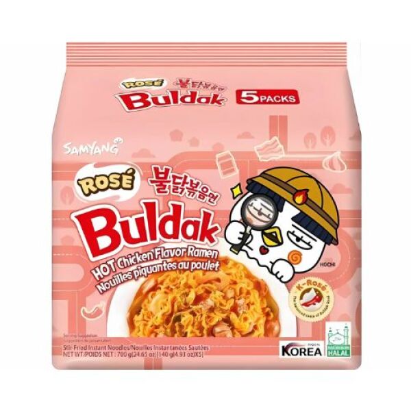 Nouilles au poulet épicées Samyang Buldak Rose 140 g x 4