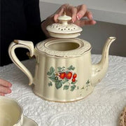 Théière en porcelaine Garden Whispers - Ivoire fraise