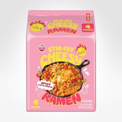 OTTOGI Stir-Fry Cheesy Ramen Cheddar & Spicy Chili Flavor 4pcs