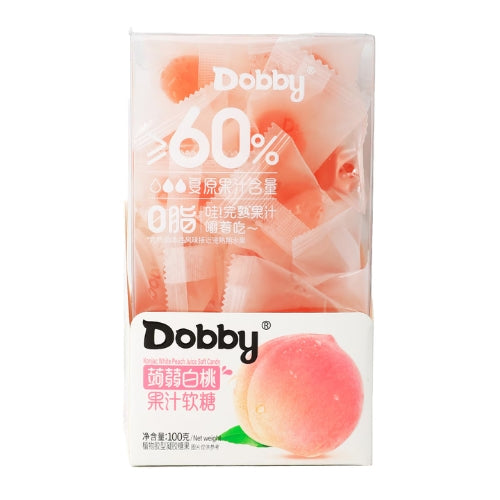 Jus de fruits Dobby, bonbons QQ, saveur pêche, 100 g