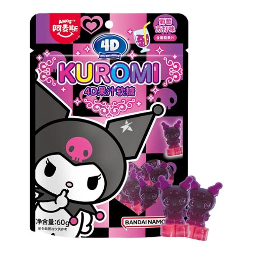 Bonbons gélifiés au jus de fruit 4D AMOS (saveur soda au raisin Kuromi) 60g