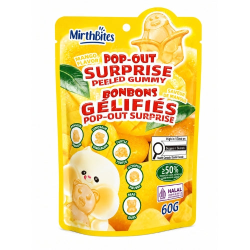MIRTHBITES Pop Out Surprise Peeled Gummy Mango Flavor 80g