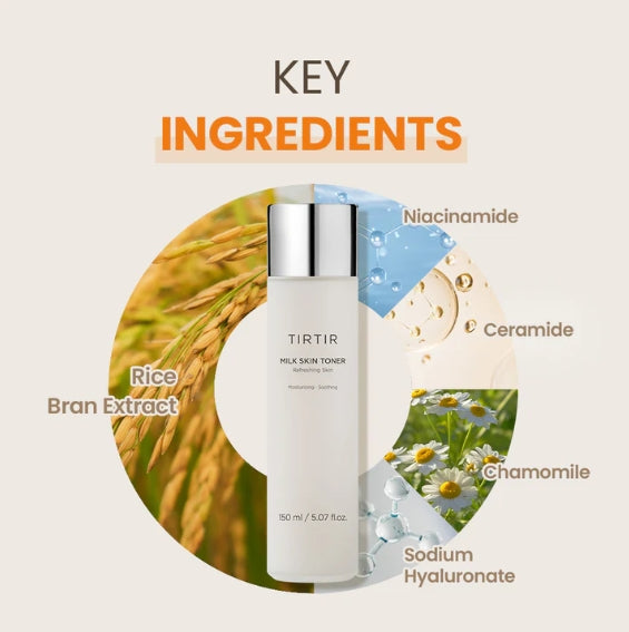 Lotion tonique au lait TIRTIR, format mini 20 ml